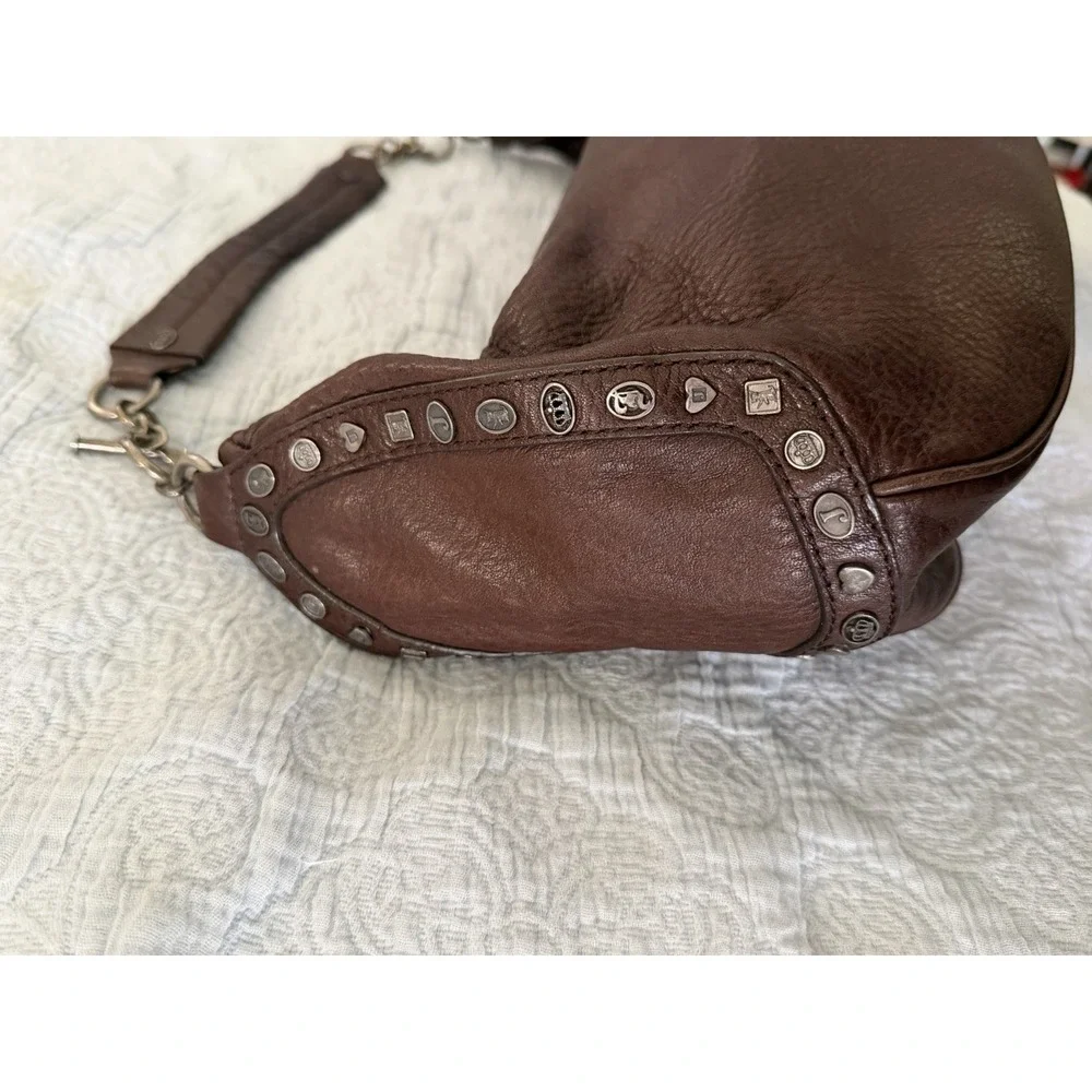 Juicy Couture Y2K Vintage Brown Leather Shoulder Bag Purse Studded Coquette
